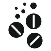 Three round pills falling with bubbles on white background vector