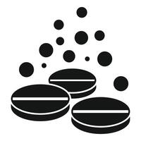 Effervescent tablets dissolving with bubbles icon vector