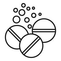 Effervescent pills dissolving in water creating bubbles vector