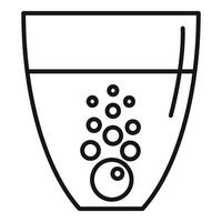 Glass of water with effervescent tablet dissolving, health and wellness icon vector
