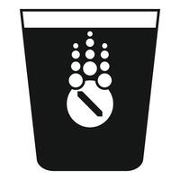 Effervescent tablet dissolving in glass of water icon vector