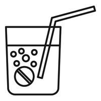 Glass of water with pill and straw dissolving medication for easy consumption vector