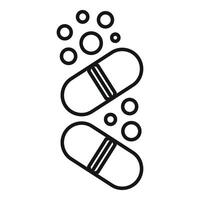 Two medical pills effervescing and dissolving in water vector