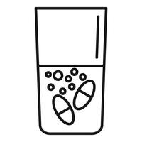 Dissolving pills in glass of water for easy consumption vector