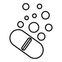 Effervescent pill dissolving with bubbles icon vector
