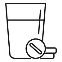 Glass of water with effervescent pill dissolving for treatment vector