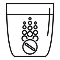 Effervescent tablet dissolving in a glass of water vector