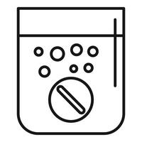 Effervescent tablet packaging being dissolved in glass of water vector