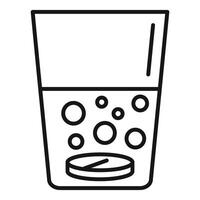 Glass of water dissolving effervescent tablet with bubbles icon vector
