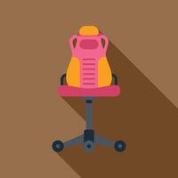 Pink and yellow gaming chair with headrest casting long shadow vector