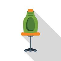Green office chair standing on wheels for remote working vector