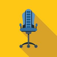 Blue office chair standing on yellow background with long shadow vector