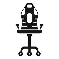 Modern gaming chair with adjustable backrest and wheels icon vector
