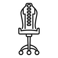 Gaming chair with adjustable backrest and five wheels for comfortable gaming experience line art icon vector