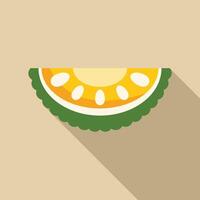 Half jackfruit showing its seeds and rind icon vector