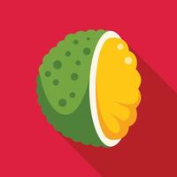 Half of durian fruit showing its delicious inside in flat design vector