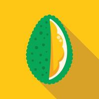 Durian fruit showing delicious ripe inside on yellow background vector