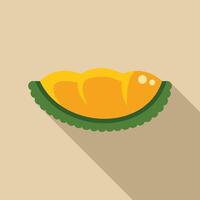 Slice of durian fruit with peel showing segments vector