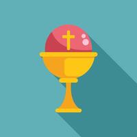 Golden chalice with red wine and cross representing the holy communion vector