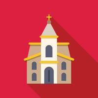 Christian church building facade with cross on red background vector
