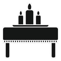 Table decorated with candles on plate creating romantic atmosphere vector