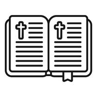 Open bible with bookmark showing two crosses on pages representing new testament vector