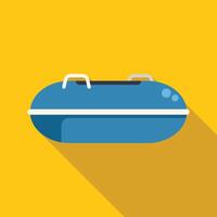 Blue inflatable rubber boat floating on water surface vector