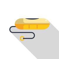 Inflatable rescue boat with tether floating on water in flat design vector