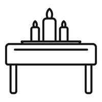 Three candles burning on a table are creating a romantic atmosphere vector