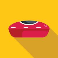 Red spaceship hovering over yellow background flat design illustration vector
