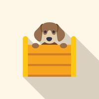 Cute dog looking over fence flat design illustration vector