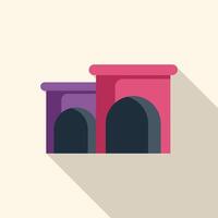 Two entrances to the underground subway tunnel system with a long shadow vector