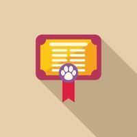 Dog training school certificate with ribbon and paw print award vector
