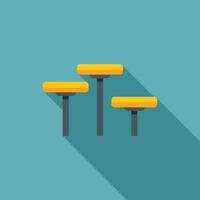 Three bar stools standing in a row with long shadows vector