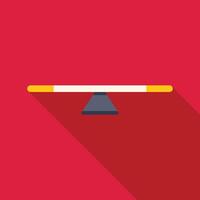 Seesaw casting a long shadow on a red background vector