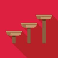 Cat tree with three platforms is standing near red wall vector
