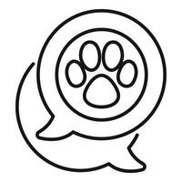 Speech bubble communicating about pets with paw print icon vector