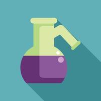 Round bottom flask containing purple liquid is standing on blue background vector