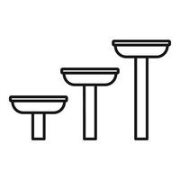 Three different sizes of bird baths standing upright vector