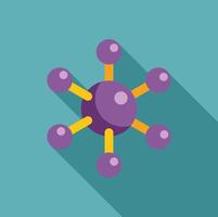 Purple molecule structure with connecting atoms and long shadow vector