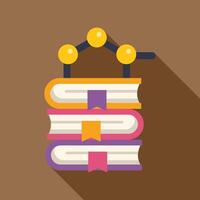 Molecular model hanging above stack of books for science class vector