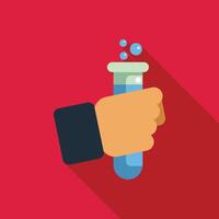 Scientist hand holding test tube experiment icon vector
