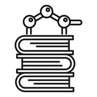 Molecular model standing on stack of books symbolizing scientific research vector