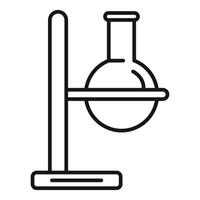 Laboratory flask standing on support icon, chemistry experiment glassware vector