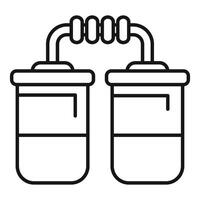 Chemical experiment with two flasks connected by tubes vector