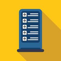 Blank blue information display showing up arrows on yellow background vector