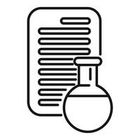 Chemical lab experiment results list with flask outline icon vector