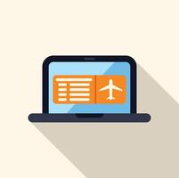 Laptop displaying boarding pass for online booking and travel arrangements vector