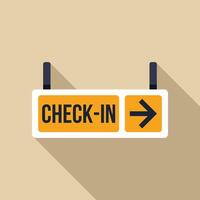 Check in sign showing direction in airport terminal vector
