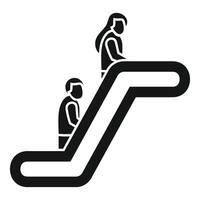 People using escalator stairs black and white icon vector